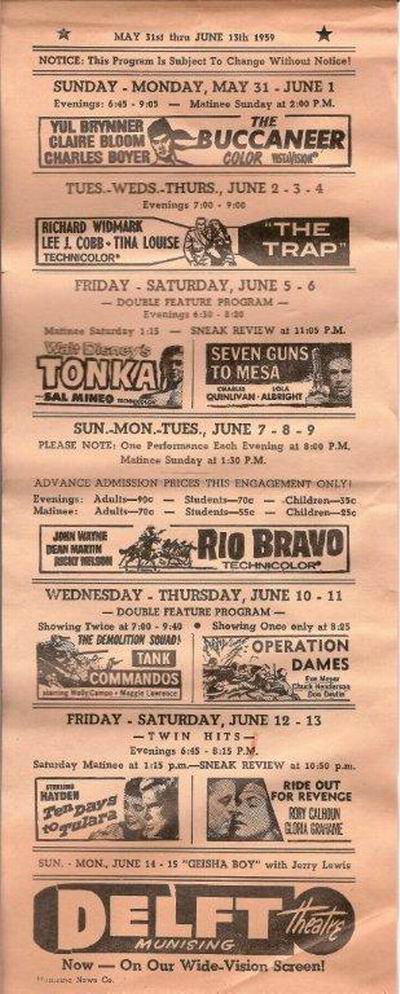 Delft Theatre - 1959 Ad From Paul
